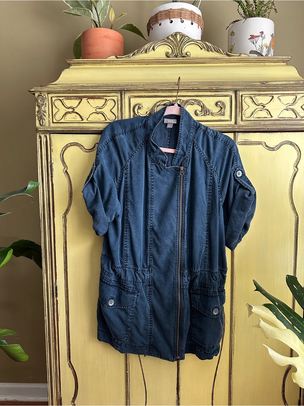 J. Jill Indigo Blue Tencel Short-Sleeve Utility Tunic